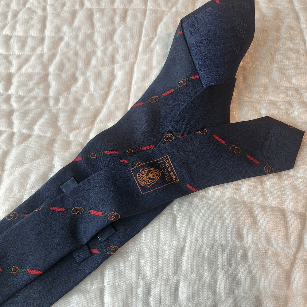 Elegant Blue and Black Men's Tie Set, Vintange - Picture 5 of 12